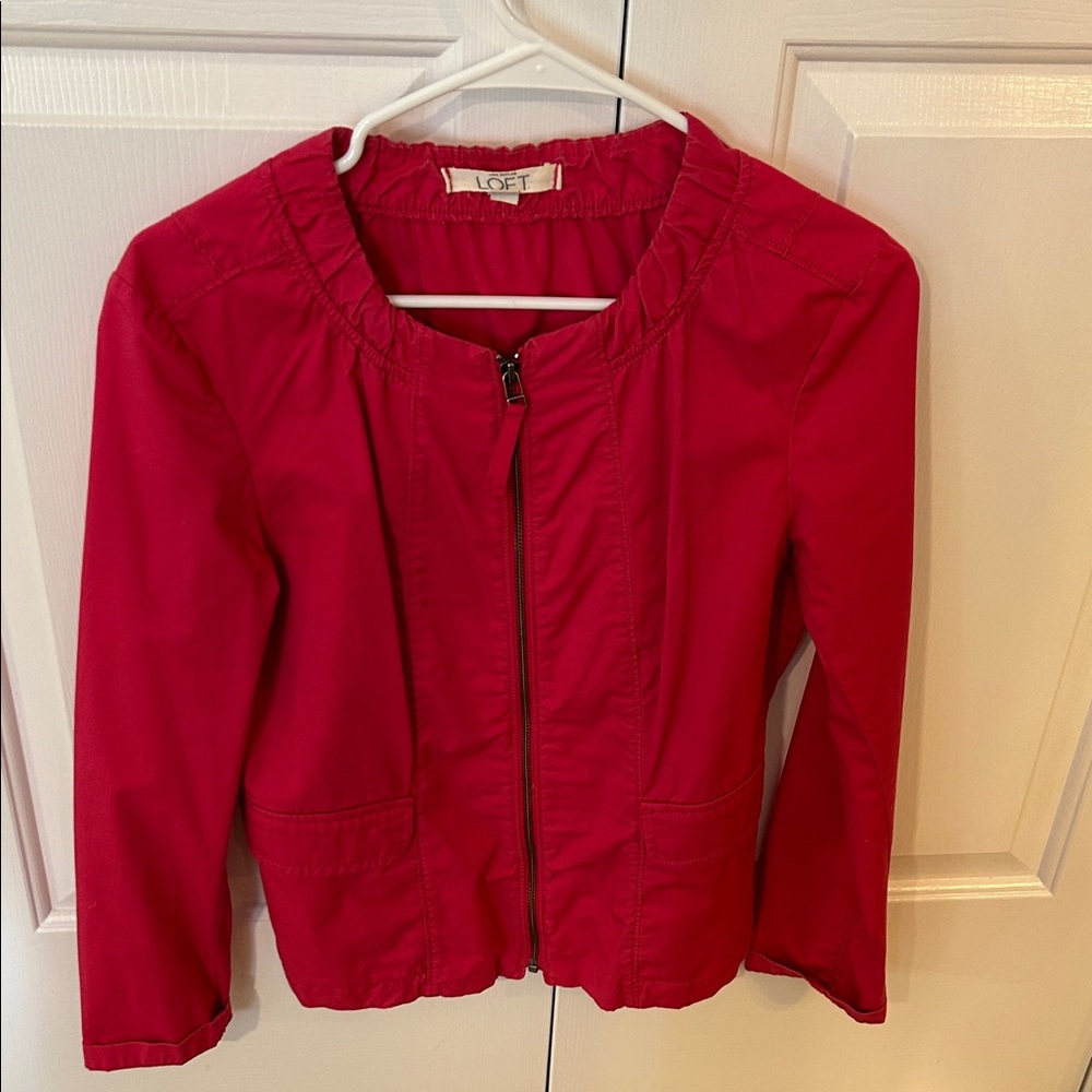 LOFT Vibrant Red Zip-Up Jacket